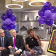 Artist Terrence Osborne, right, presents an original painting to WWL-TV anchor Sally-Ann Roberts to mark her retirement, a gift from station executives. (Screengrab via WWL-TV)